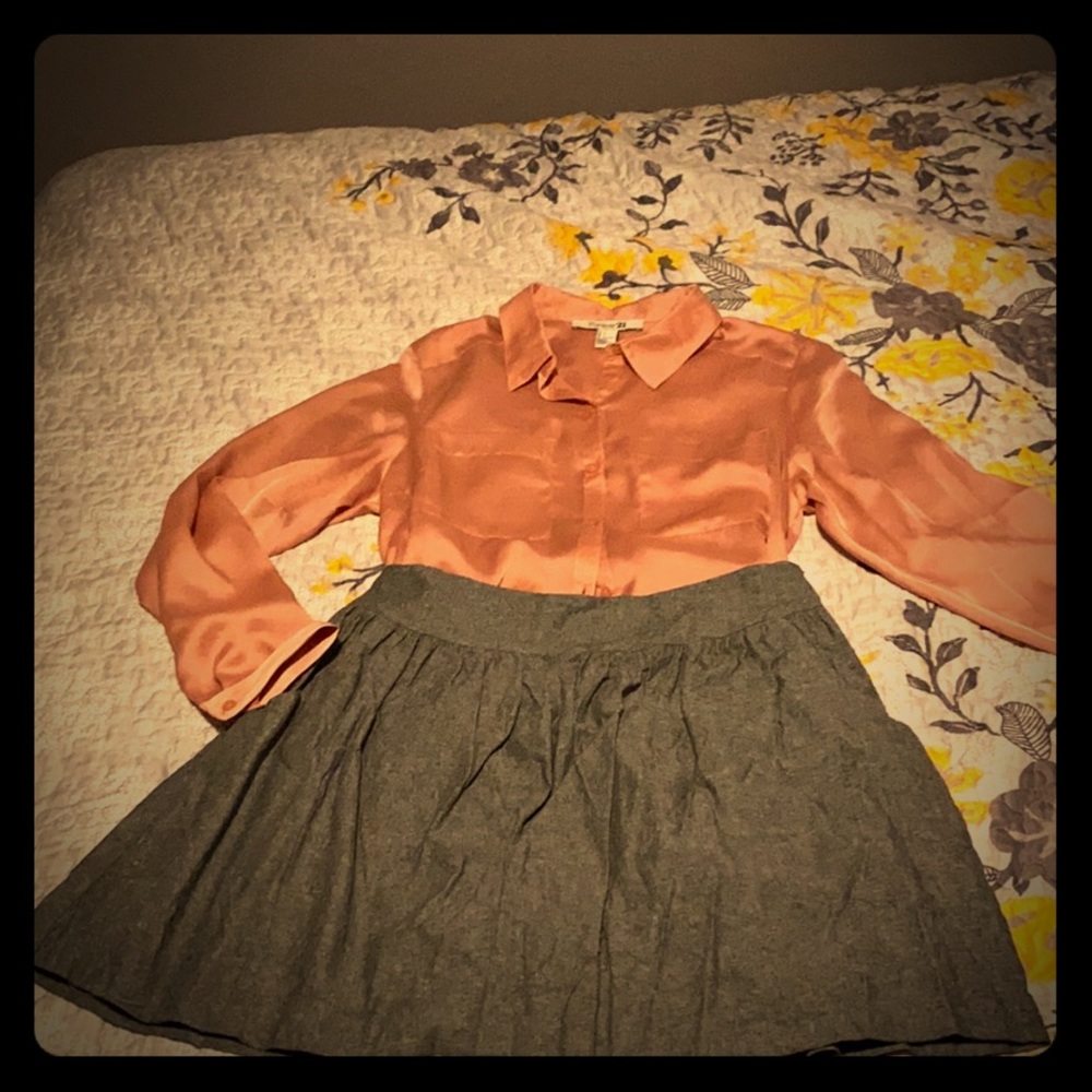 Blush silky button down
